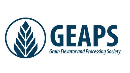 Grain Elevator and Processing Society Logo in blue on white background